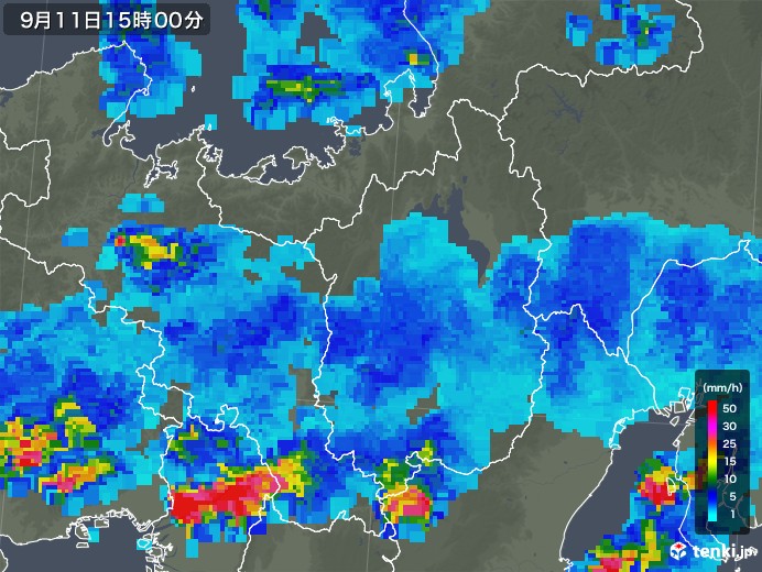 滋賀県の雨雲レーダー(2019年09月11日)