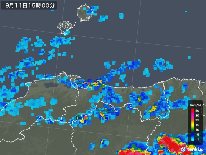 鳥取県の雨雲レーダー(2019年09月11日)