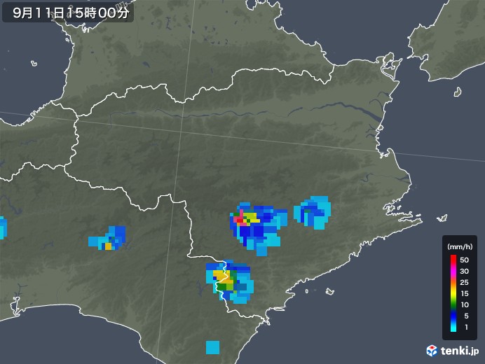 徳島県の雨雲レーダー(2019年09月11日)