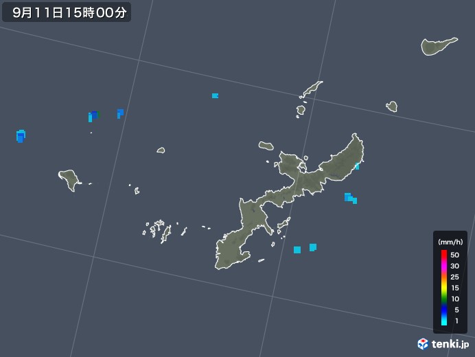 沖縄県の雨雲レーダー(2019年09月11日)