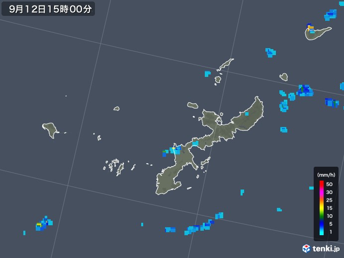 沖縄県の雨雲レーダー(2019年09月12日)