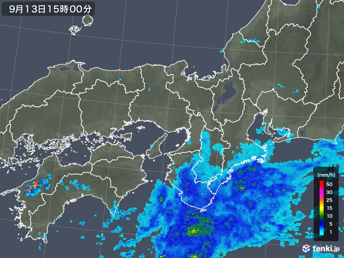 近畿地方の雨雲レーダー(2019年09月13日)