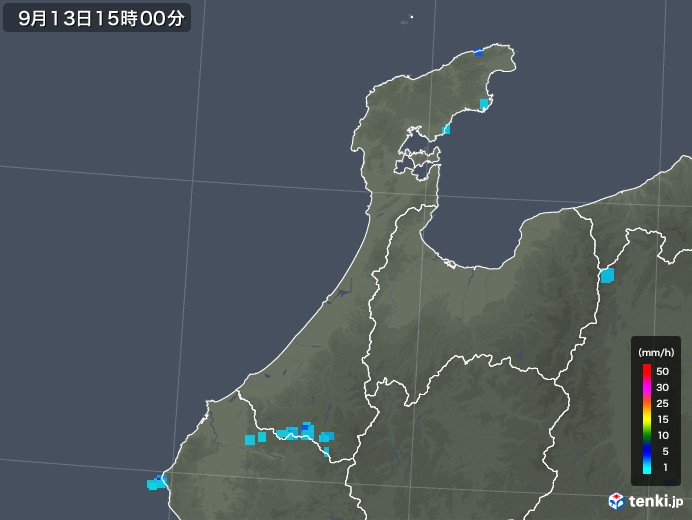 石川県の雨雲レーダー(2019年09月13日)