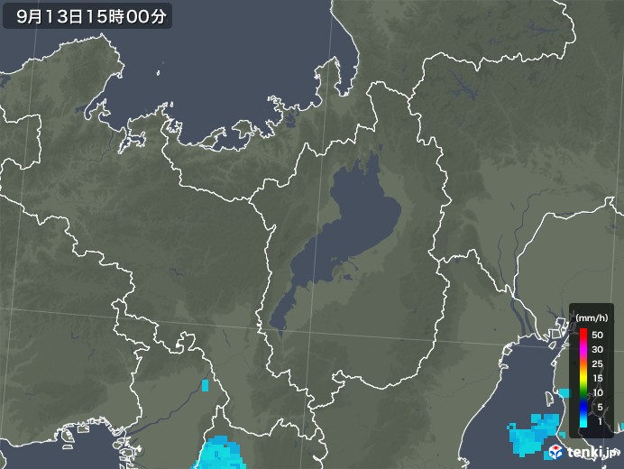 滋賀県の雨雲レーダー(2019年09月13日)