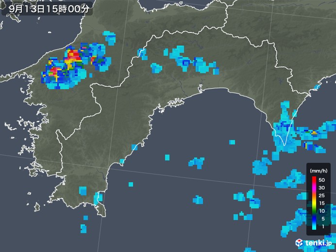 高知県の雨雲レーダー(2019年09月13日)