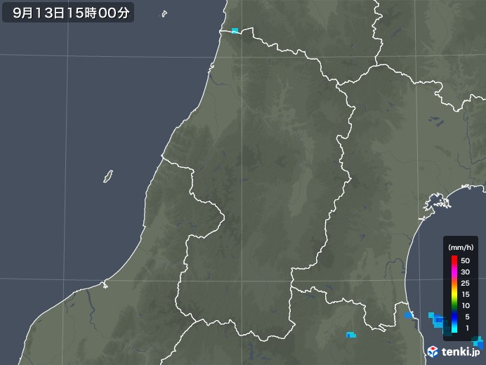 山形県の雨雲レーダー(2019年09月13日)