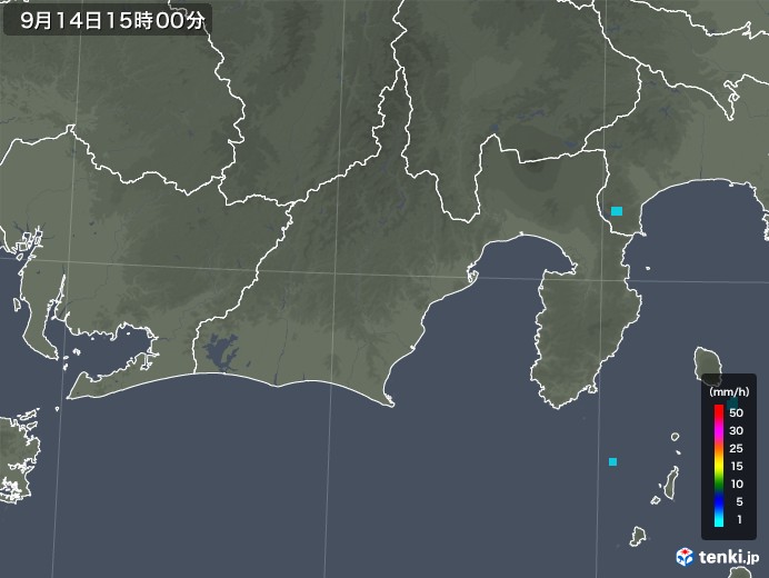 静岡県の雨雲レーダー(2019年09月14日)