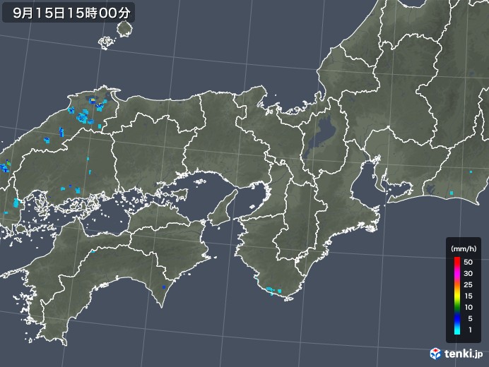 近畿地方の雨雲レーダー(2019年09月15日)