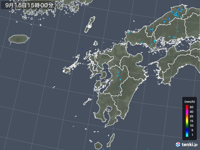 九州地方の雨雲レーダー(2019年09月15日)