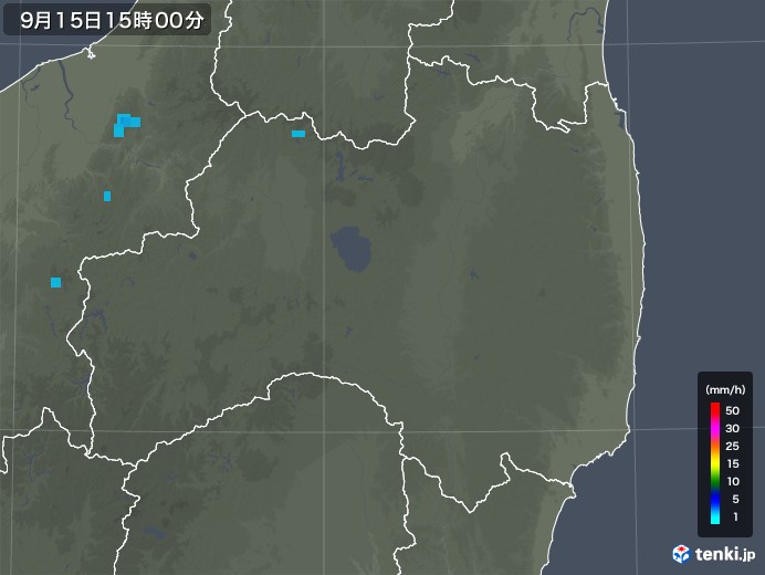 福島県の雨雲レーダー(2019年09月15日)