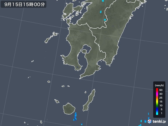 鹿児島県の雨雲レーダー(2019年09月15日)