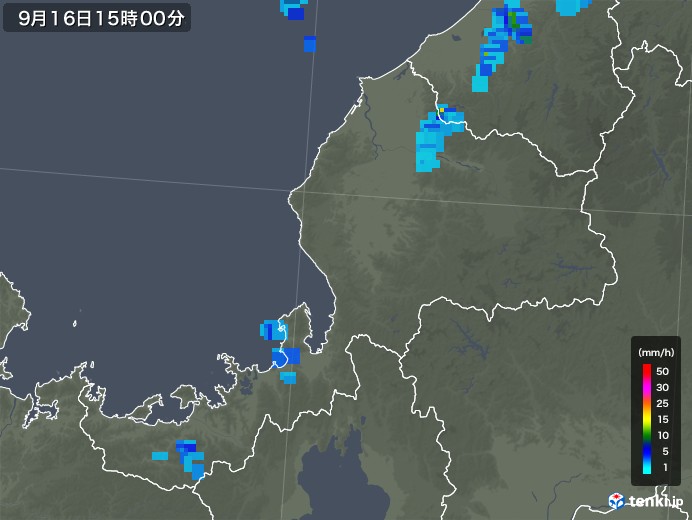 福井県の雨雲レーダー(2019年09月16日)