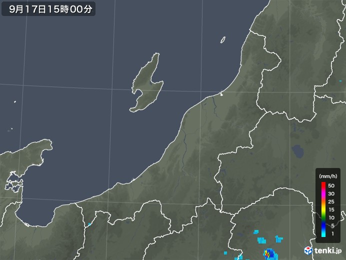 新潟県の雨雲レーダー(2019年09月17日)