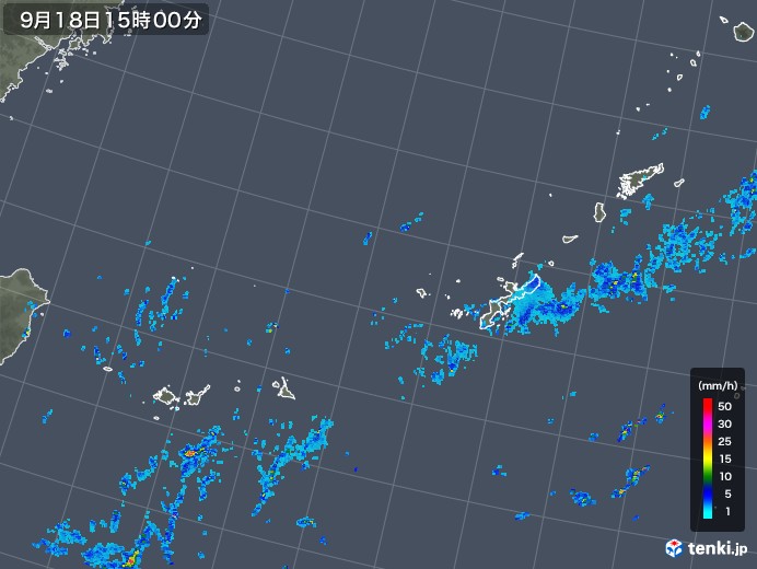 沖縄地方の雨雲レーダー(2019年09月18日)