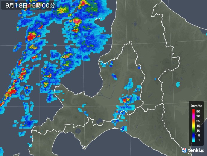 道央の雨雲レーダー(2019年09月18日)