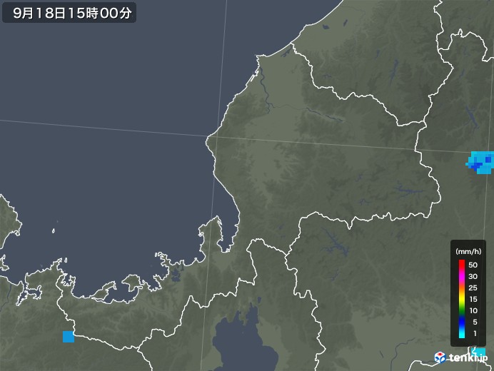 福井県の雨雲レーダー(2019年09月18日)