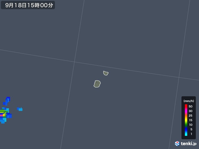 南大東島(沖縄県)の雨雲レーダー(2019年09月18日)
