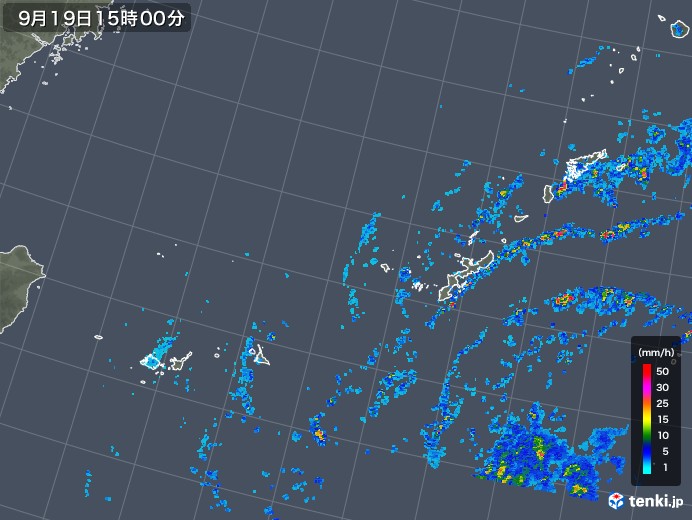 沖縄地方の雨雲レーダー(2019年09月19日)