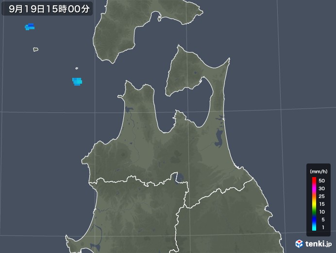 青森県の雨雲レーダー(2019年09月19日)