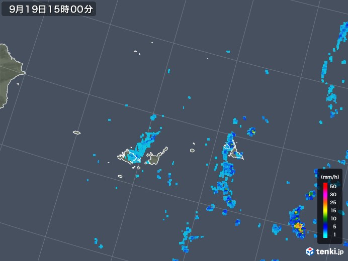 宮古・石垣・与那国(沖縄県)の雨雲レーダー(2019年09月19日)