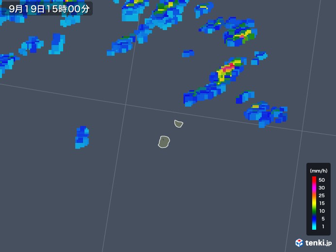 南大東島(沖縄県)の雨雲レーダー(2019年09月19日)