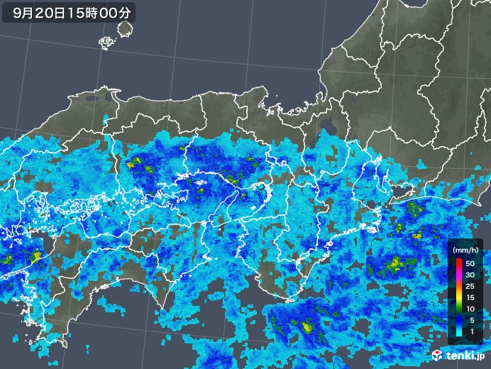 近畿地方の雨雲レーダー(2019年09月20日)