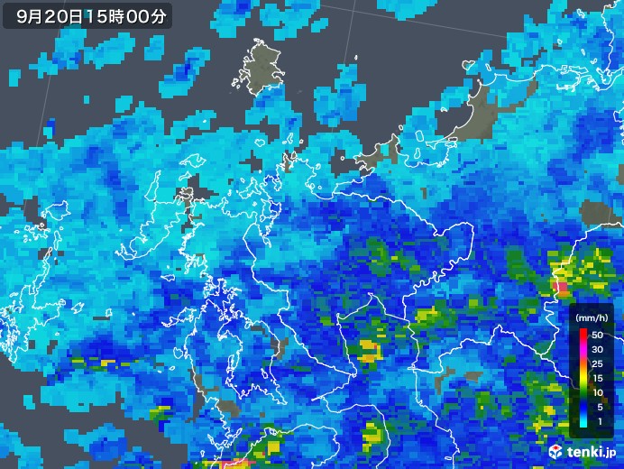 佐賀県の雨雲レーダー(2019年09月20日)