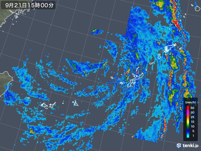 沖縄地方の雨雲レーダー(2019年09月21日)