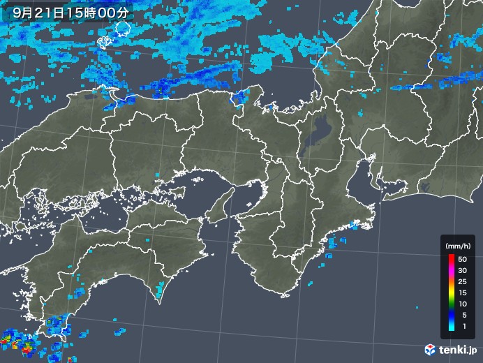 近畿地方の雨雲レーダー(2019年09月21日)