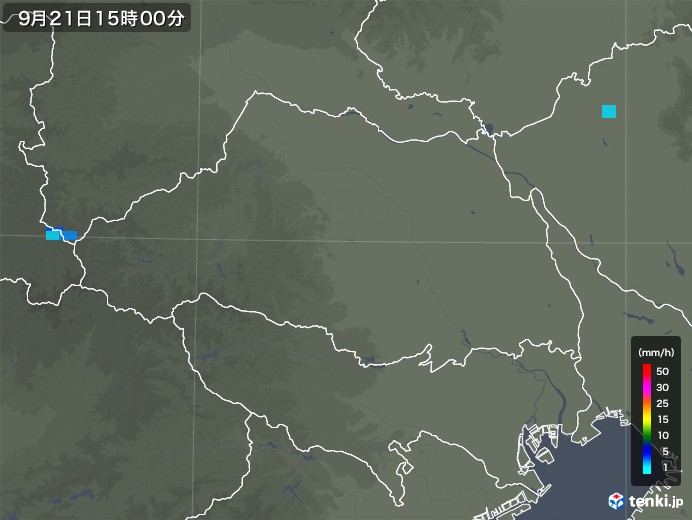 埼玉県の雨雲レーダー(2019年09月21日)