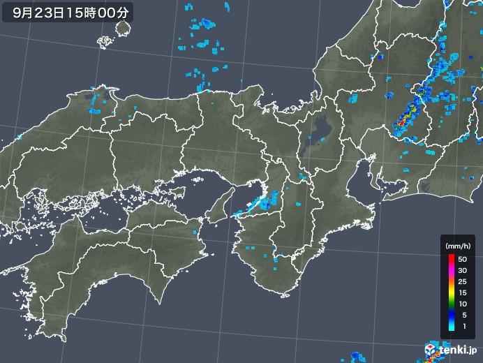 近畿地方の雨雲レーダー(2019年09月23日)