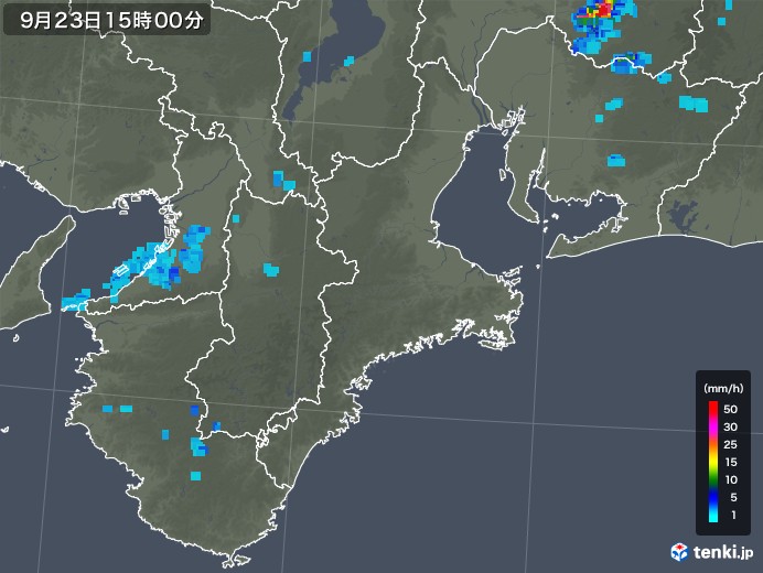 三重県の雨雲レーダー(2019年09月23日)