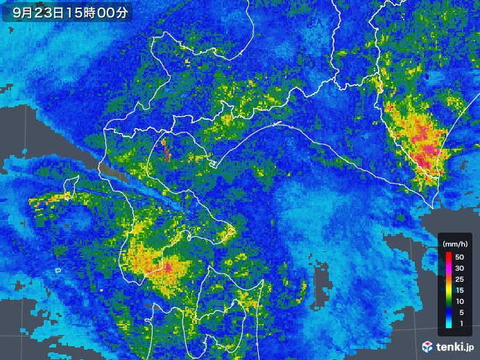 道南の雨雲レーダー(2019年09月23日)