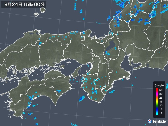 近畿地方の雨雲レーダー(2019年09月24日)