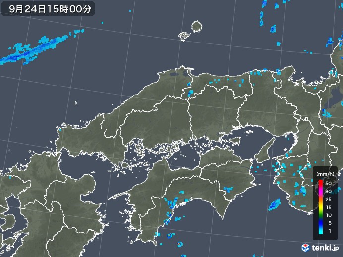 中国地方の雨雲レーダー(2019年09月24日)