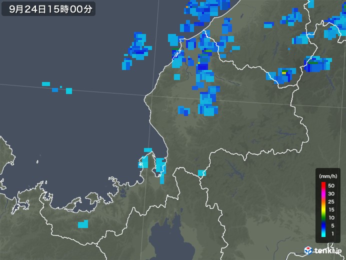 福井県の雨雲レーダー(2019年09月24日)