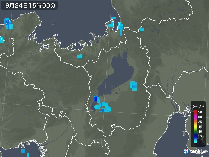 滋賀県の雨雲レーダー(2019年09月24日)