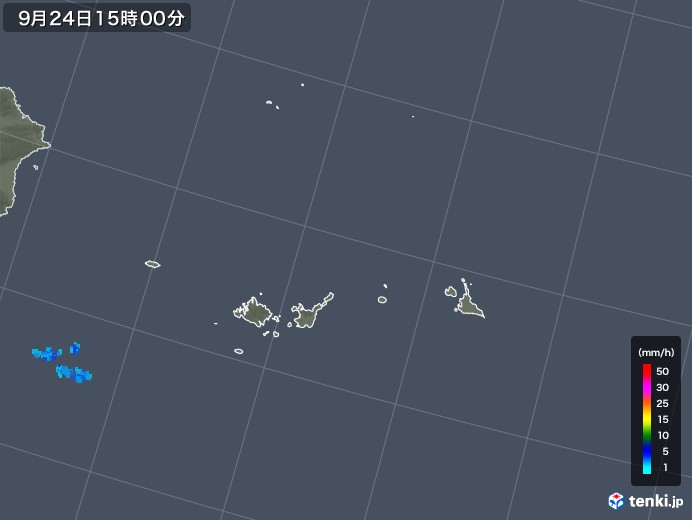 宮古・石垣・与那国(沖縄県)の雨雲レーダー(2019年09月24日)