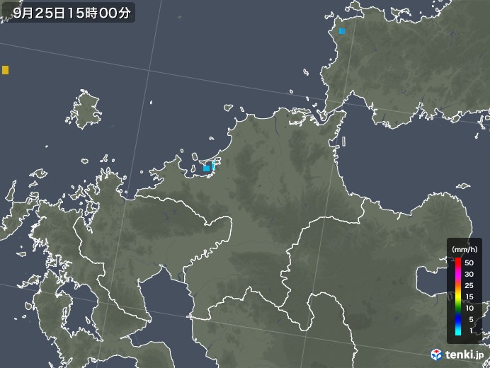 福岡県の雨雲レーダー(2019年09月25日)