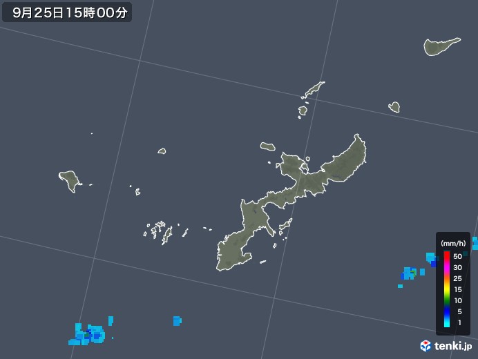 沖縄県の雨雲レーダー(2019年09月25日)