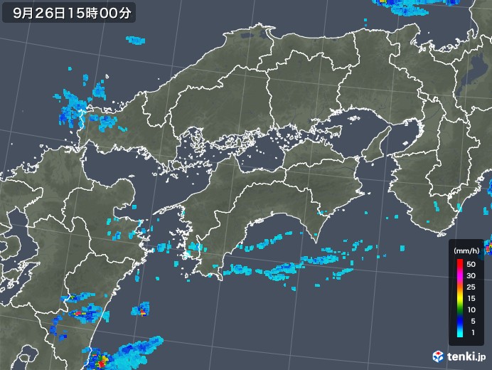 四国地方の雨雲レーダー(2019年09月26日)