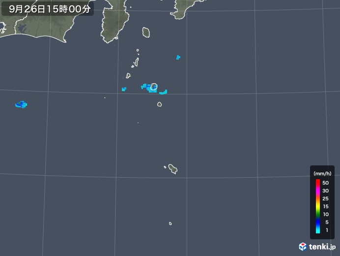 伊豆諸島(東京都)の雨雲レーダー(2019年09月26日)