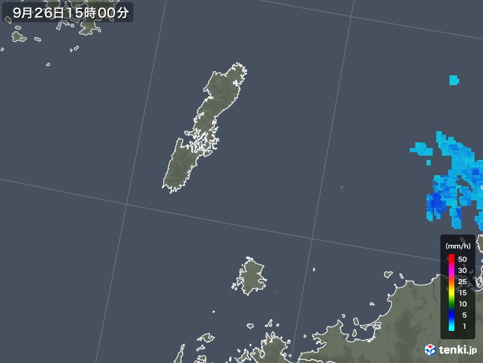 壱岐・対馬(長崎県)の雨雲レーダー(2019年09月26日)