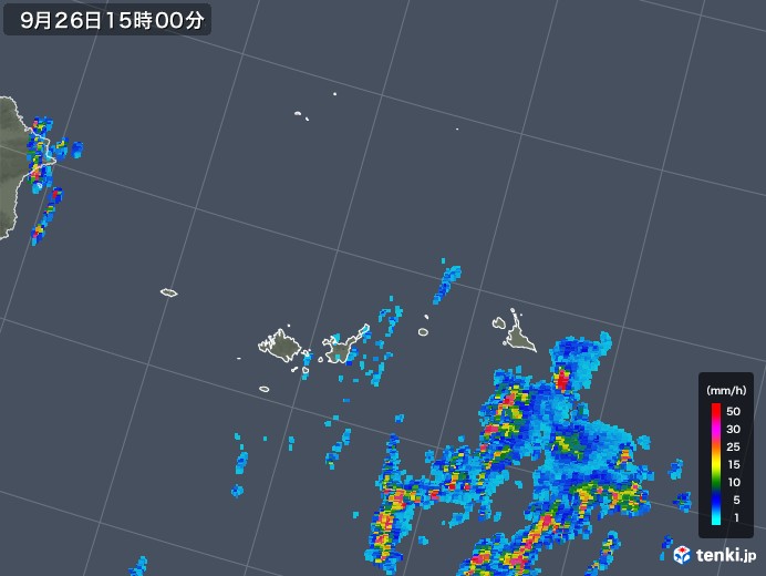 宮古・石垣・与那国(沖縄県)の雨雲レーダー(2019年09月26日)