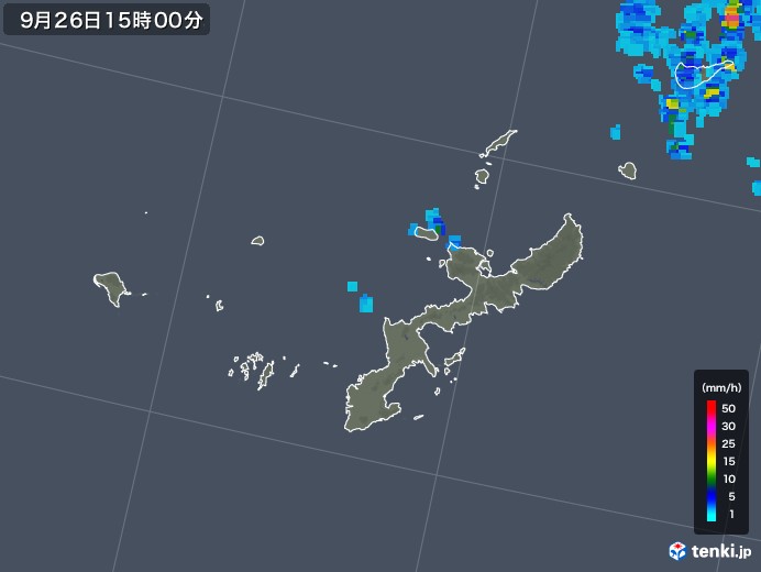 沖縄県の雨雲レーダー(2019年09月26日)