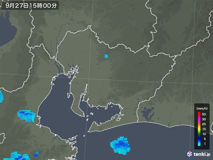 愛知県の雨雲レーダー(2019年09月27日)