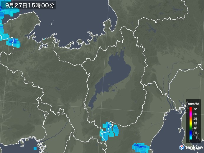 滋賀県の雨雲レーダー(2019年09月27日)