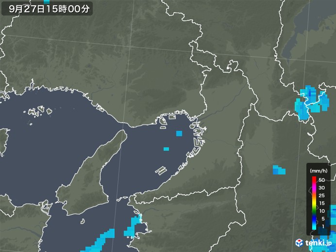 大阪府の雨雲レーダー(2019年09月27日)