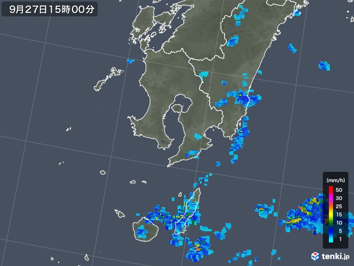 鹿児島県の雨雲レーダー(2019年09月27日)