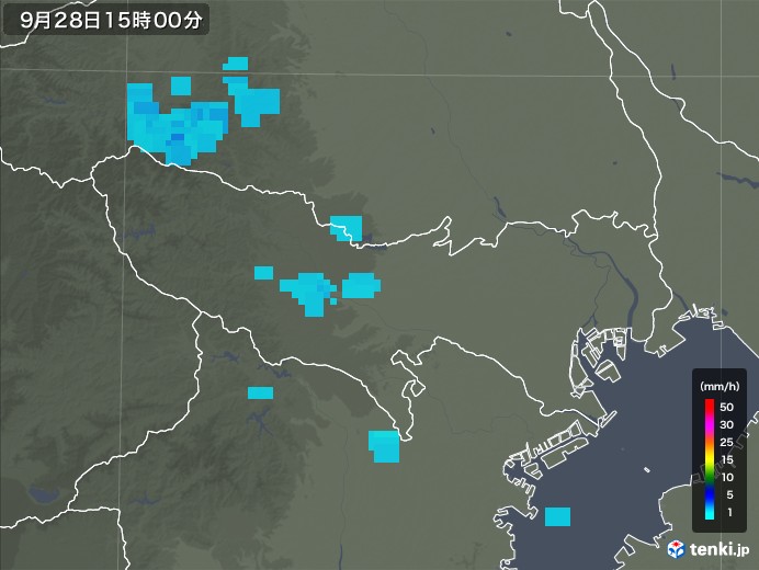 東京都の雨雲レーダー(2019年09月28日)